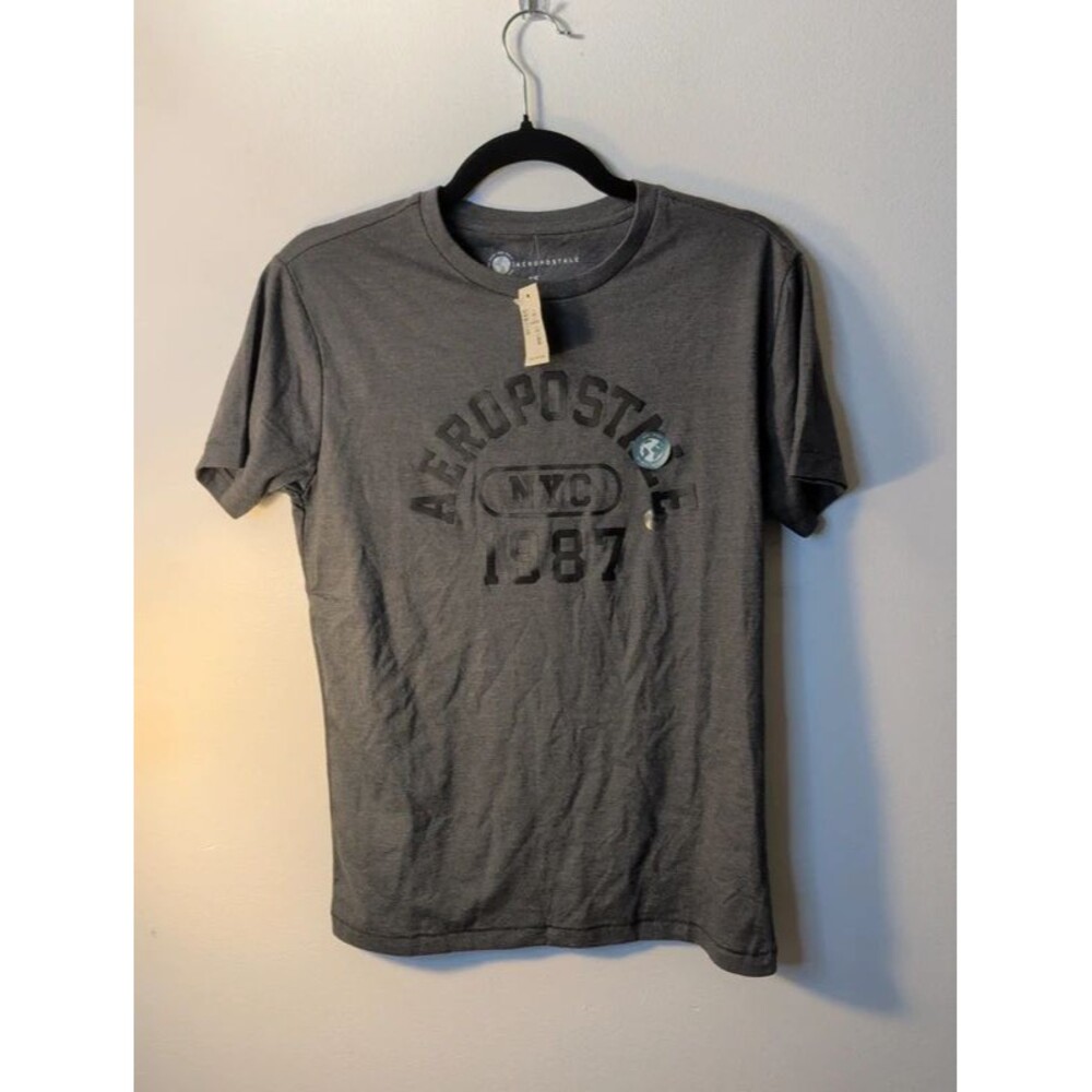 NWT Aéropostale Men's NYC 1987 Graphic T-Shirt - Charcoal Grey XS
